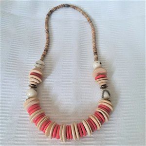 Necklace Trendy Vintage Wood Bead Wooden Chunky Stylish Boho Hippie 80's 90's